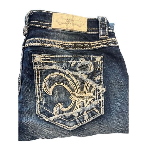 MISS ME Rhinestones embroidered capri jeans size 28 - Picture 10 of 10